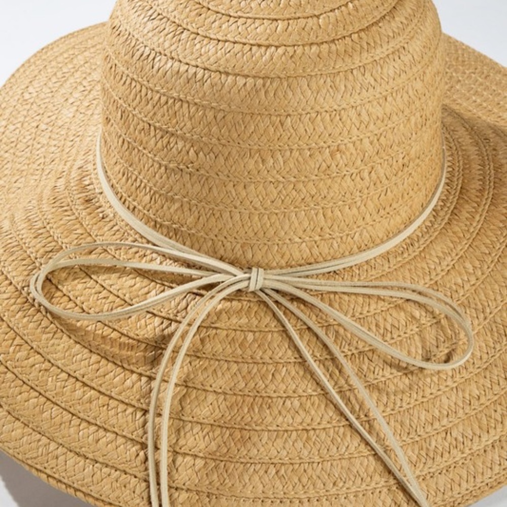 SOLD OUT Natural Wide Brim Sun Beach Vacation Woven Floppy Hat - Picture 6 of 6